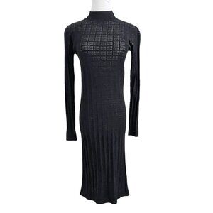 TIGER OF SWEDEN MALACO BLACK WHITE KNIT LONG SLEEVE MAXI DRESS - S